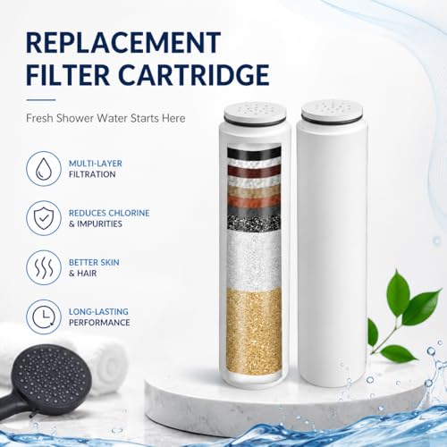 ZATEIRL Replacement Shower Filter Cartridges for Cobbe Shower Heads, 2 Pack