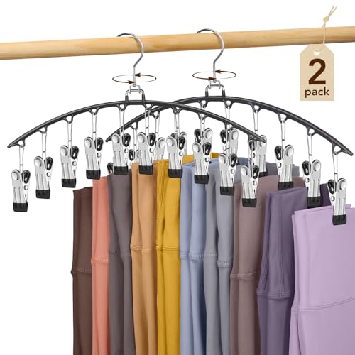 Black Legging Organizer with 360° Swivel Hook - 2 Pack Pants Hanger