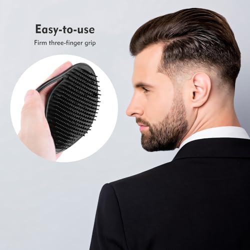 TEESSUE 6 Pcs Palm Combs for Men - Pocket Hair Brush & Shower Scalp Massager