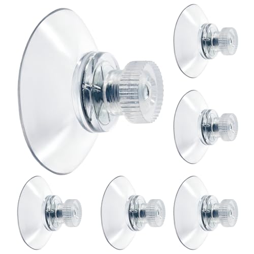 Biaungdo 6 Pack 32mm Suction Cups with Screws - Reusable Clear PVC Holders