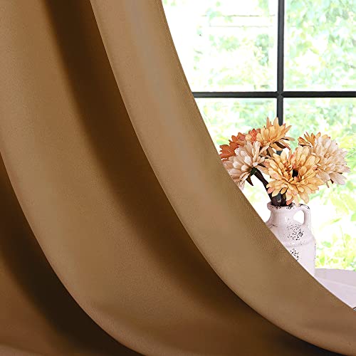 NICETOWN 34x40 Inch Thermal Insulated Blackout Curtains - Gold Brown
