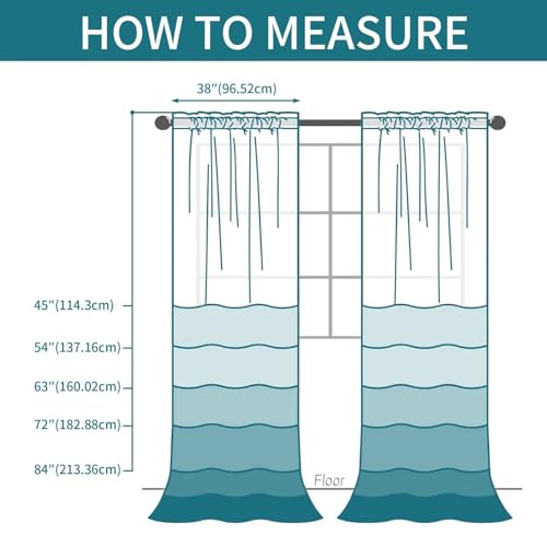 White Sheer Curtain Panels 38" W x 45" L - Rod Pocket Design