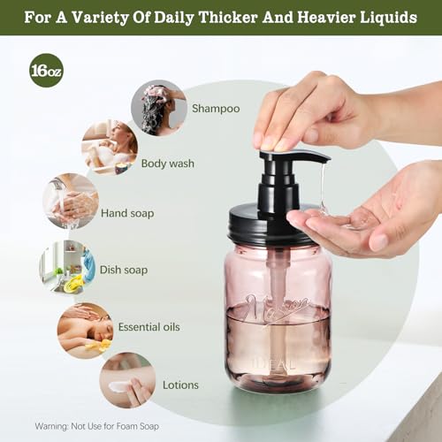 Amolliar 16 Oz Vintage Rose Soap Dispenser with Pump