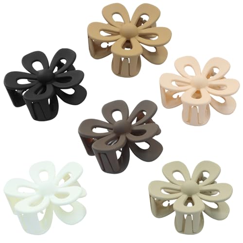 Large Flower Claw Clips 6 Pack Matte Hair Clips for Thick Hair