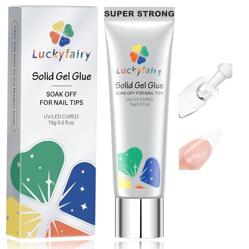 Luckyfairy Solid Nail Glue Gel for Tips 15ml UV Cured