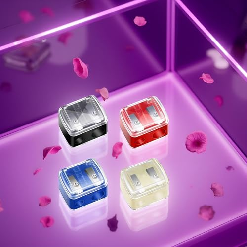 Mozff Dual Hole Makeup Pencil Sharpener 4-Pack for Eyeliner and Brow