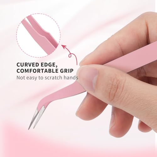 FADVAN Precision Lash Cluster Tweezers, Stainless Steel Curved Tip
