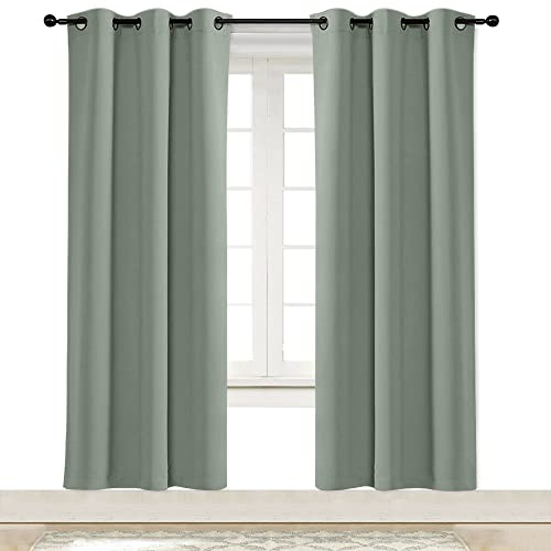 NICETOWN Thermal Insulated Blackout Curtain, Greyish Green, 34" x 72"