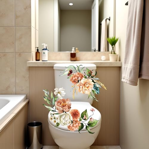 Floral Toilet Lid Decals - Waterproof Self-Adhesive Stickers