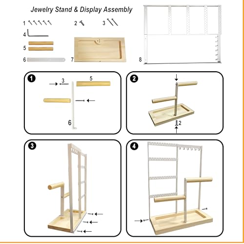 Lengnoy White 11 IN 4-Tier Jewelry Organizer Stand for Earrings, Necklaces & Bracelets