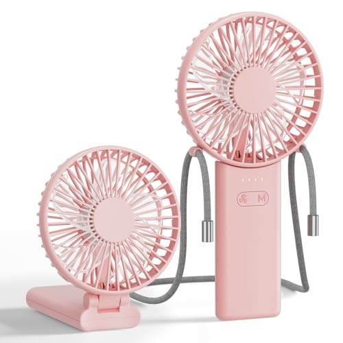 HandFan Ultra-Slim Portable Handheld Fan, 5-Speed USB Rechargeable - Pink