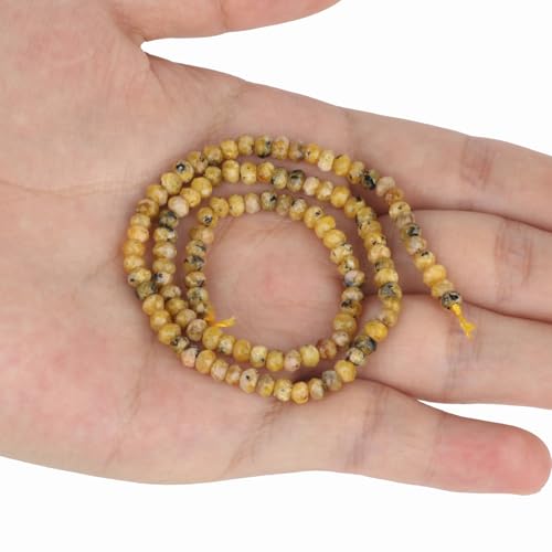 Natural Yellow Speckled Gemstone Beads 3x5mm 2 Strings for Jewelry Making