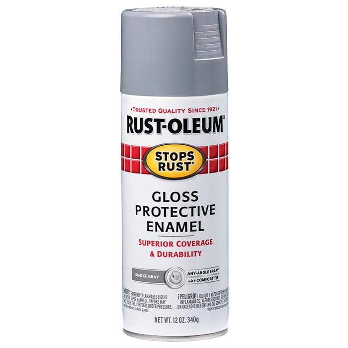 Rust-Oleum Stops Rust Protective Enamel Spray Paint, Gloss Smoke Gray, 12 oz