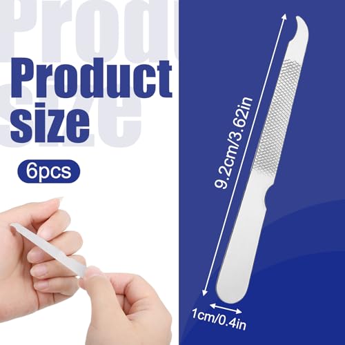 Zelphvt 12 Pcs Metal Nail Files - 3.6 Inch Stainless Steel Fingernail Files with Cleaner Tip