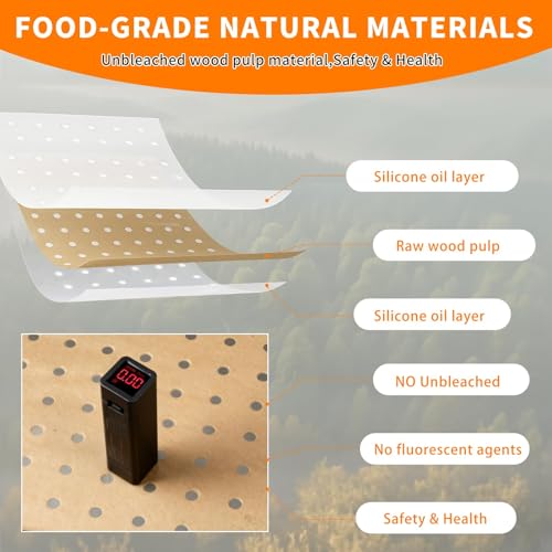 MEIYA Disposable Air Fryer Liners - 60 Pcs Non-Stick Parchment Sheets