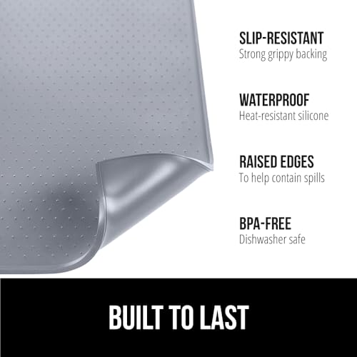 GORILLA GRIP Silicone Coffee Mat, 10x14 Inch Espresso Bar Spill Mat, Gray