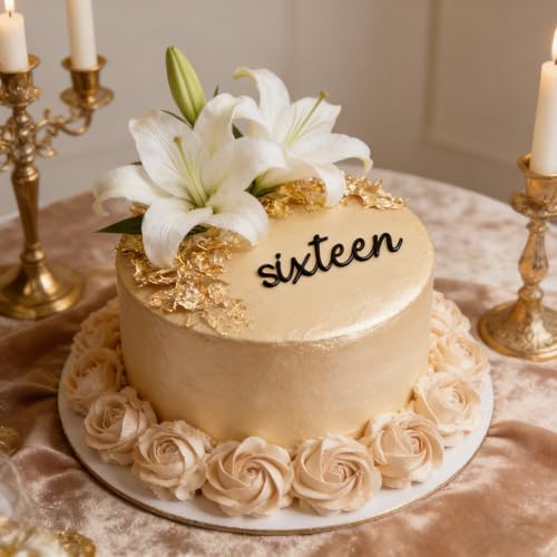 Elegant Acrylic 'Sixteen' Cake Topper for 16th Birthday & Anniversary