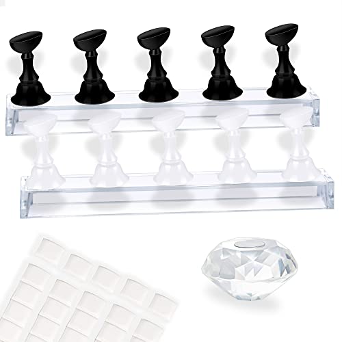 MISSELF Magnetic Nail Art Practice Holder Set with Crystal Base and Putty