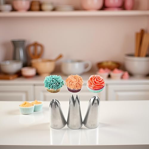 3PCS Stainless Steel Russian Pastry Tips for Cake Decorating