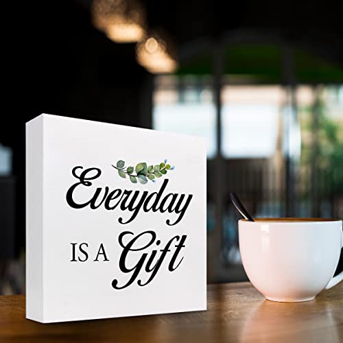 Inspirational Wooden Box Sign - Everyday is A Gift Desk Decor