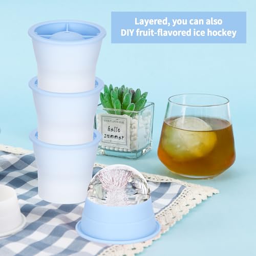Silicone Sphere Ice Mold Set - 4 Easy Release Ice Cube Makers