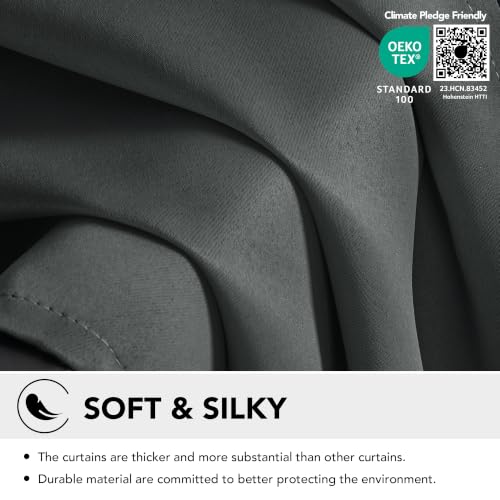 Deconovo Dark Grey Blackout Curtains 100 x 108 Inches - Room Darkening Panel