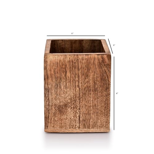 Samhita Mango Wood Utensil Holder for Countertop - 5"x5"x6"