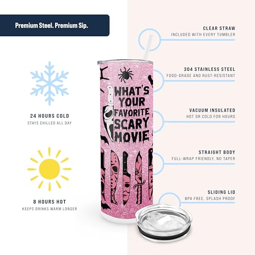 Horror Movie Tumbler 20oz Stainless Steel Ghost Face Water Bottle Gift
