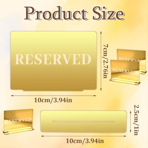 3pcs Gold Reserved Table Signs - 3.94" x 2.76" Acrylic Seating Markers