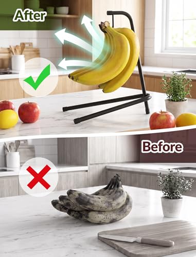 NiHome Metal Banana Holder Stand - Stable Kitchen Counter Fruit Hanger