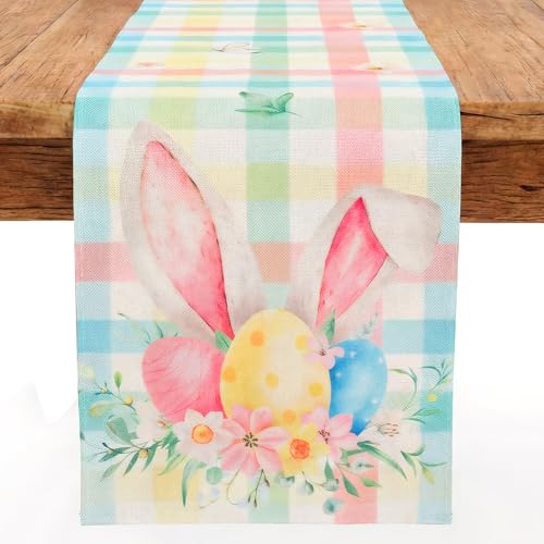 Easter Buffalo Plaid Table Runner 13 x 72 Linen Farmhouse Decor
