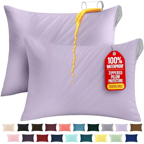 Utopia Bedding King Size Waterproof Pillow Protectors - Lavender, Set of 2