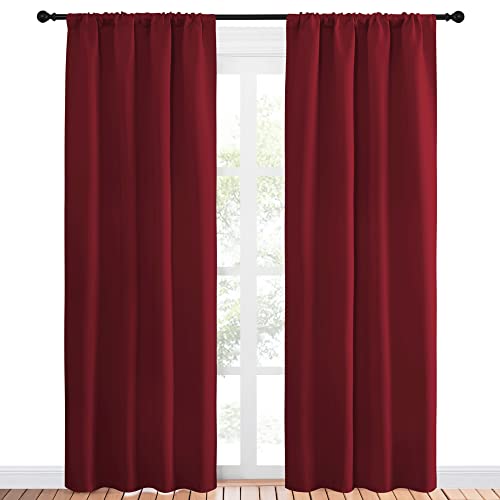 NICETOWN Burgundy Red Blackout Curtains - 42" x 84" Drapes (Set of 2)