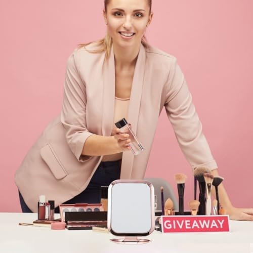Uonlytech Double-Sided Compact Makeup Mirror - Folding Vanity Tabletop for Home & Travel