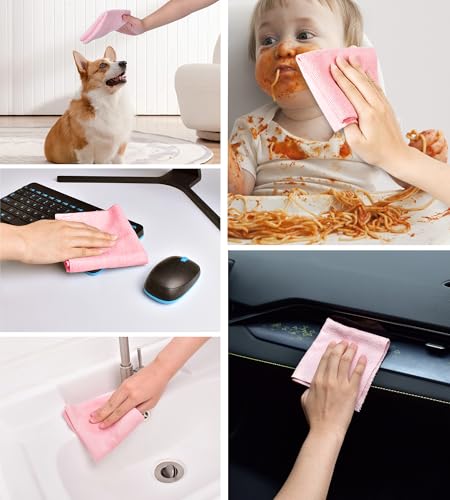 KitchLife Reusable Microfiber Cleaning Cloth Roll - Pink, 20 Tear-Away Sheets