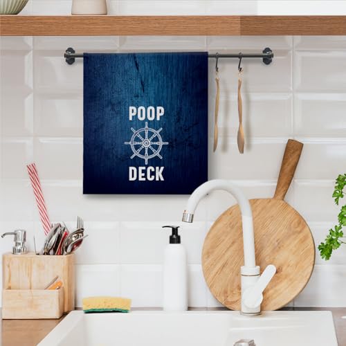 Nautical Ocean Kitchen & Bathroom Towels - 16x24 Inch, Navy Blue