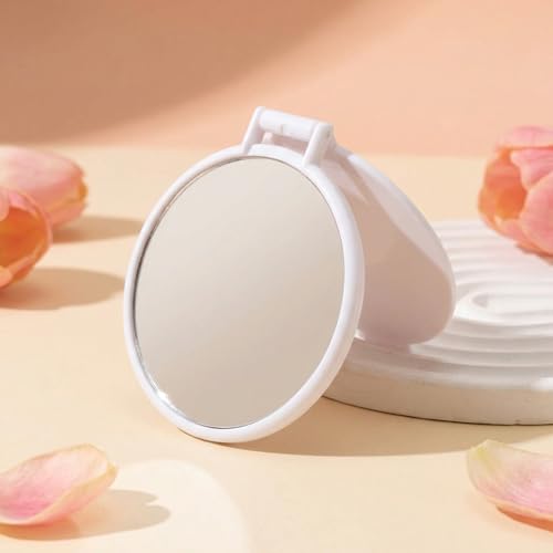 Compact Pocket Mirror 2 Pcs Mini Folding Makeup Mirror for Purse White