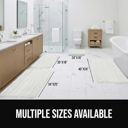 Gorilla Grip Memory Foam Bath Mat, 30x18 White - Textured Backing