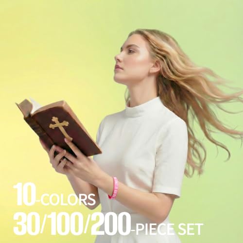 30 Pcs Bulk Inspirational Bible Verse Bracelets - 10 Colors