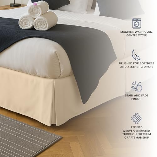 Utopia Bedding Queen Bed Skirt Beige 16-Inch Drop Pleated Under-Bed Storage