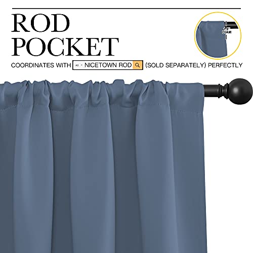 NICETOWN Stone Blue Blackout Curtains for RV Camper Windows, 42"W x 36"L (Pack of 2)