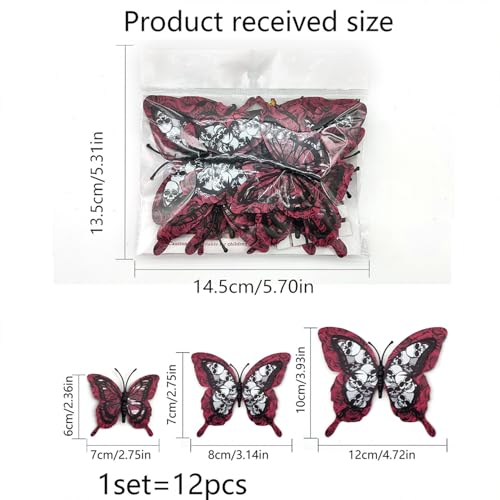 12 Pcs 3D Halloween Wall Stickers - Butterfly Skull Decals