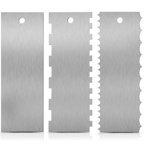 SenseYo 3 Pcs 9 Inch Stainless Steel Cake Scrapers Double Sided Decorating Tools