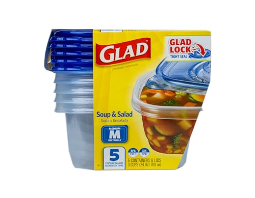 Glad GladWare Medium Rectangle Food Storage Containers - 24 Oz, 5 Count