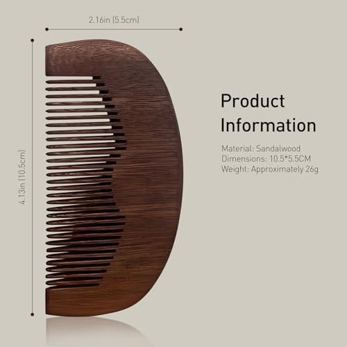 Kootinn Wooden Beard Comb Anti-Static Pocket-Sized for Oils and Balms