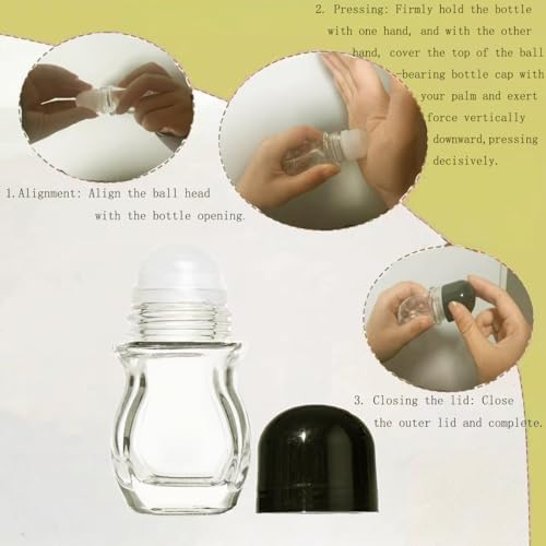 Glass Roll-On Bottles 30ml - 2 Pcs Refillable Rollerball Containers for Essential Oils