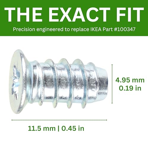 Replacement Screws for IKEA Part #100347 - Zinc Plated Steel (Pack of 12)