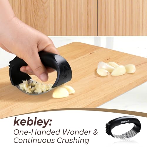 Kebley Stainless Steel Garlic Press Rocker with Peeler & Scraper