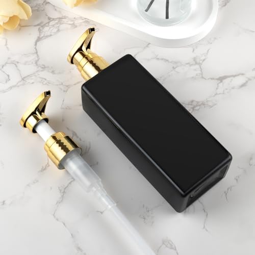 Deroanbott 16.9oz Soap Dispenser Set - 3 Black Plastic Bottles with Gold Pumps