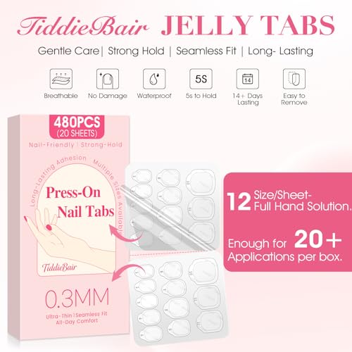 TiddieBair Nail Adhesive Tabs for Press On Nails - 480pcs